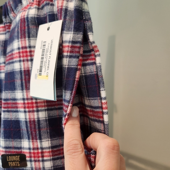 NWT Vermont Flannel Co Pajama Lounge Pants Plaid Red White Blue Small America - Picture 2 of 12